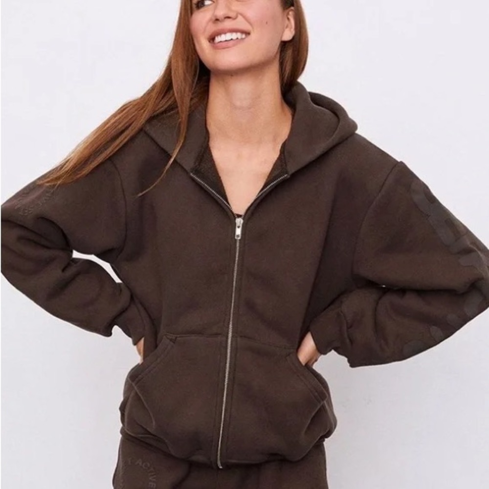 Set Active Black Zipper Hoody + Sweatpants, Size Small